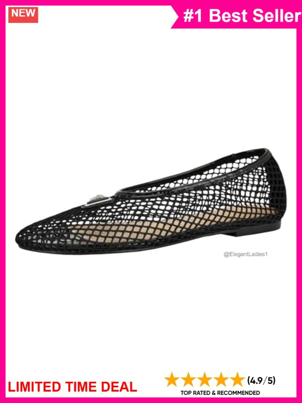 Mesh Ballet Pump Flat with Cushioned Insole Casual Pull-On